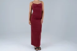 Shape long dress Burgundy